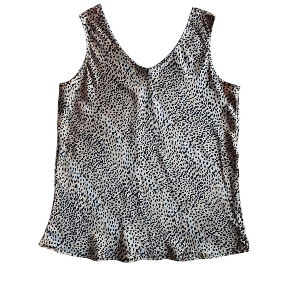 VAN TISSE‎ 90s, Y2K 100% Silk Leopard Print V Neck Tank Top Women's Size Medium